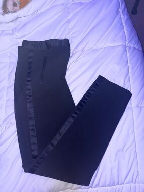 Zara Black Cropped Tuxedo Stripe Pants